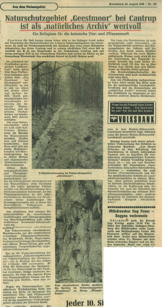 Artikel aus dem Diepholzer Kreisblatt vom 24. August 1968